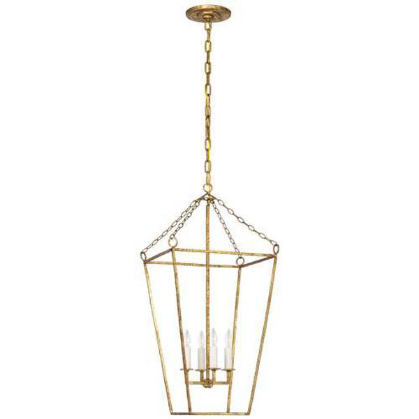 Malloy Gilded Iron 14-Inch Four-Light Open Frame Lantern Pendant by Marie Flanigan, image 1