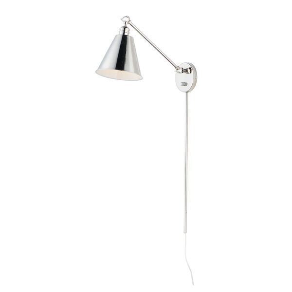 Library Polished Nickel One-Light Wall Sconce, image 1