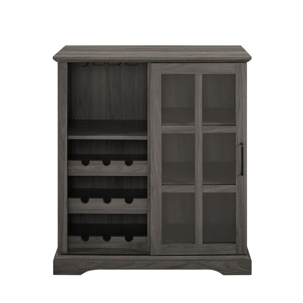 Lennon Slate Gray Sliding Glass Door Bar Cabinet, image 4