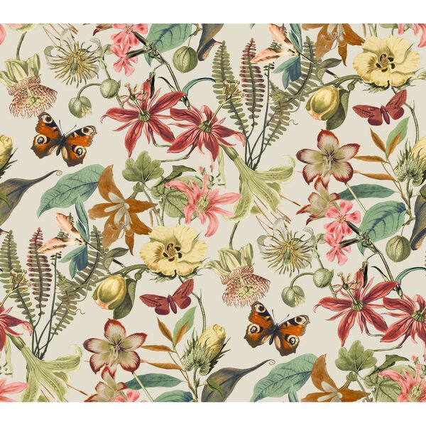 Butterfly House Light Taupe Coral Wallpaper, image 2