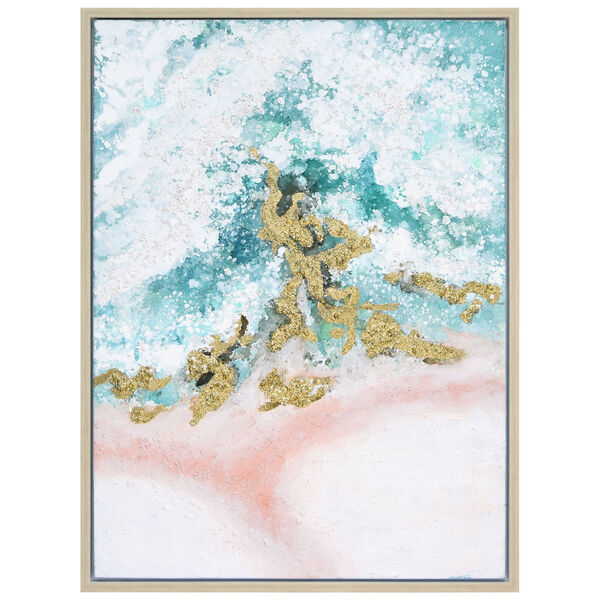 Sunday Ocean Textured Glitter Framed Hand Painted Wall Art, image 2