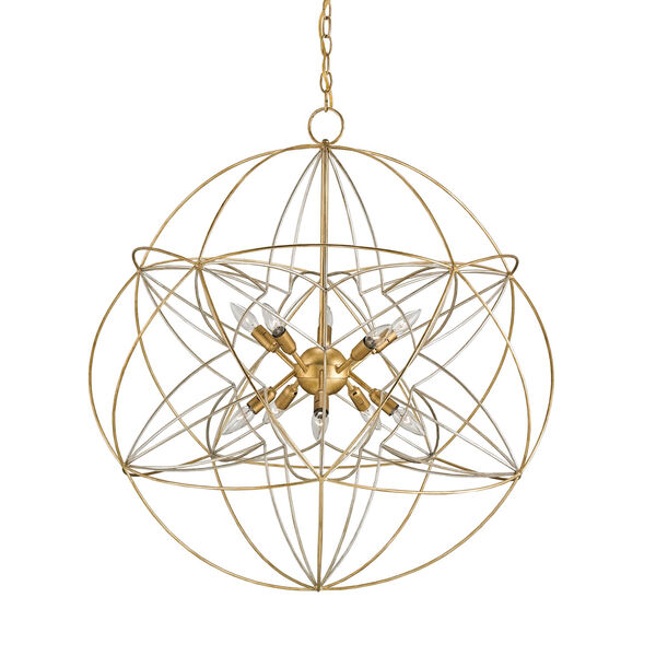 Zenda Contemporary Gold and Silver Leaf Ten-Light Globe Pendant, image 2