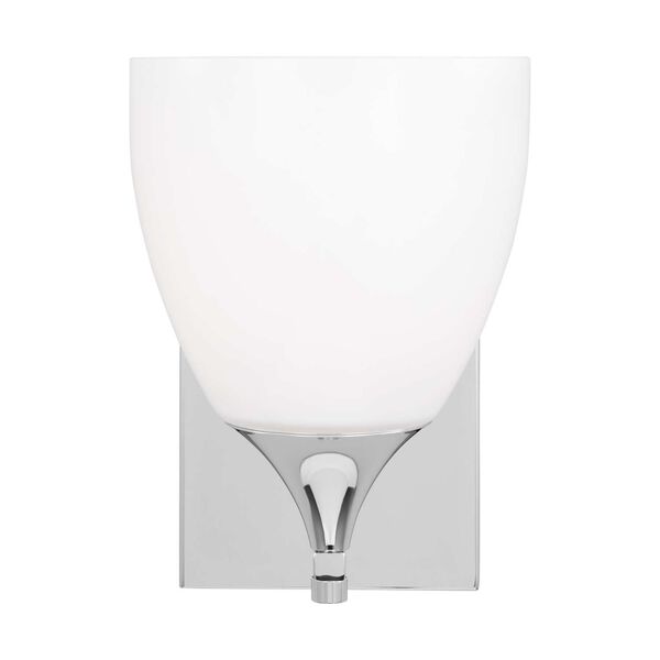 Toffino Chrome One-Light Bath Sconce with Milk Glass by Drew and Jonathan, image 1