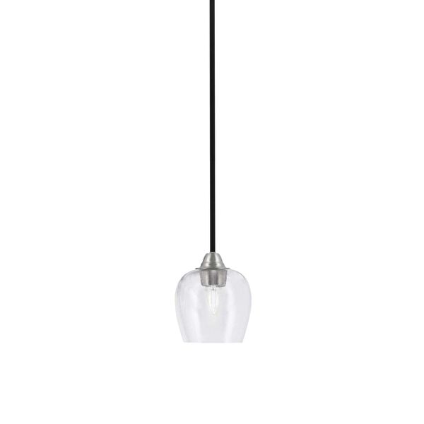 Paramount Matte Black and Brushed Nickel One-Light Mini Pendant with Six-Inch Clear Bubble Glass, image 1