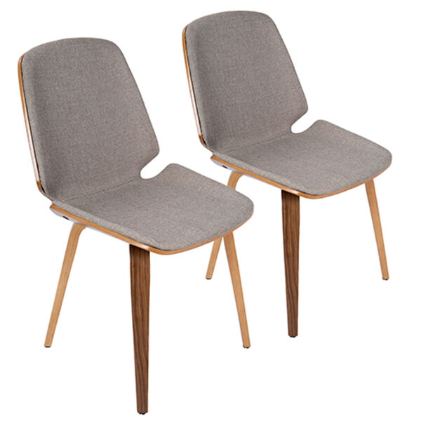 Serena Walnut Wood and Light Gray Dining Chair, Set of 2, image 1