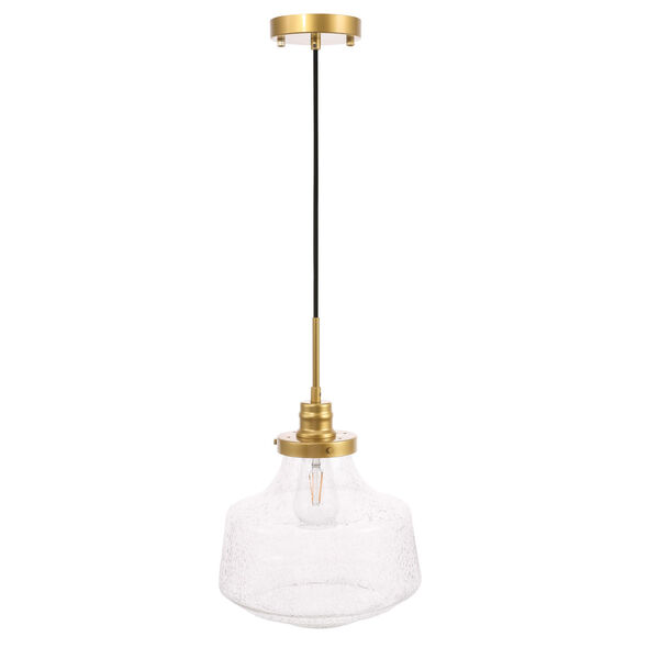 Lyle Brass 11-Inch One-Light Pendant with Clear Seeded Glass, image 3