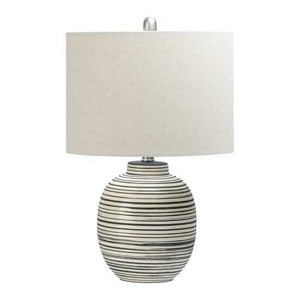 Grey Ceramic Textured Striped One-Light Table Lamp, image 1