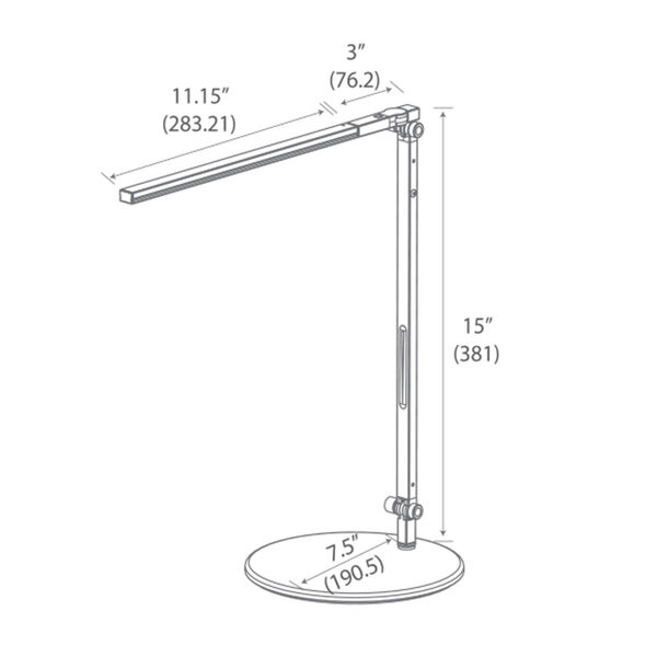 Z-Bar Silver LED Solo Mini Desk Lamp with Two-Piece Desk Clamp, image 3