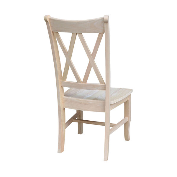 Set of Two Unfinished Wood Double X-Back Chairs, image 3