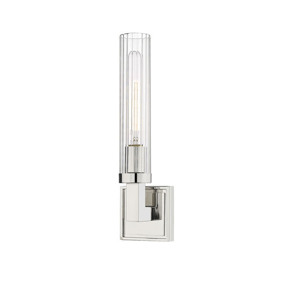 Beau Polished Nickel One-Light Wall Sconce with Clear Glass Shade, image 1