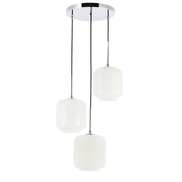 Collier Chrome 18-Inch Three-Light Pendant with Frosted White Glass, image 3