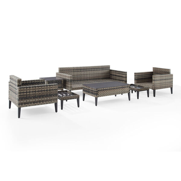 Prescott Outdoor Seven-Piece Wicker Sofa Set with Coffee Table, Side Table, Two Armchair and Two Ottoman, image 5
