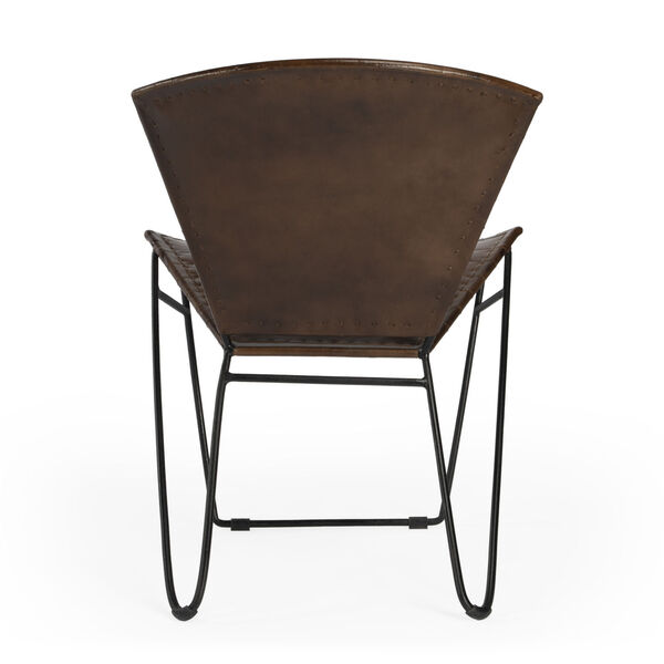 Felix Brown Iron and Leather Accent Chair, image 4