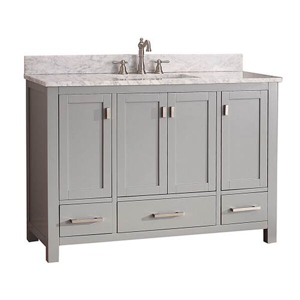 Modero Chilled Gray 48-Inch Vanity Combo with White Carrera Marble Top, image 2
