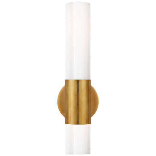 Penz Medium Cylindrical Sconce in Hand-Rubbed Antique Brass with White Glass by AERIN, image 1
