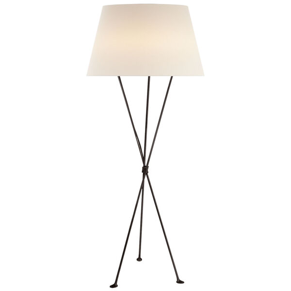 Lebon Floor Lamp in Aged Iron with Linen Shade by AERIN, image 1