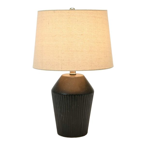 Black One-Light 13-Inch Stoneware Round Desk Lamp, image 4
