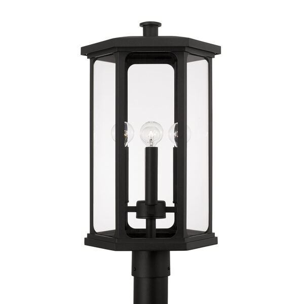 Walton Black Outdoor Four-Light Post Lantern with Clear Glass, image 4