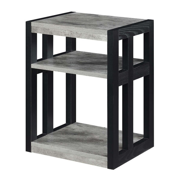 Monterey Faux Birch and Black End Table with Shelves, image 1