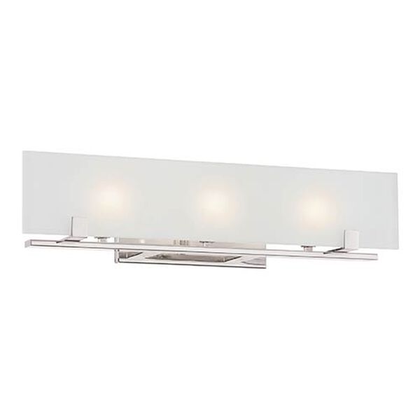 Lynne Polished Nickel Three-Light Bath Vanity with Frosted Glass, image 1