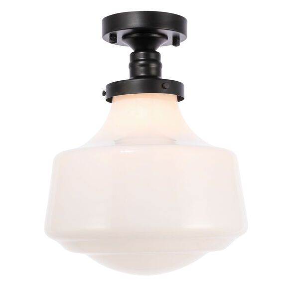 Lyle Black 11-Inch One-Light Flush Mount with Frosted White Glass, image 1