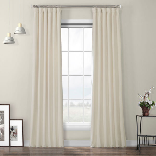 Ivory Heritage Plush Velvet Curtain Single Panel, image 1