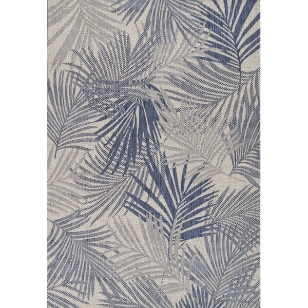 Riviera Blue and White Palm Indoor/Outdoor Rug, image 1