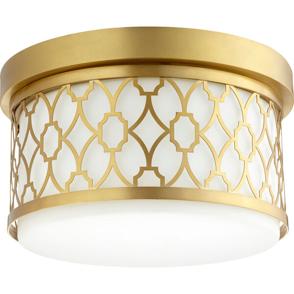 Aged Brass Two-Light 12-Inch Flush Mount, image 1