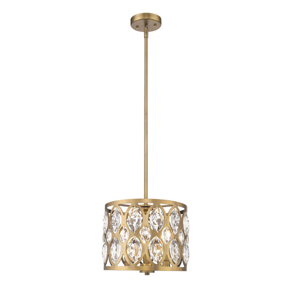 Dealey Heirloom Brass Three-Light Chandelier With Transparent Crystal, image 1