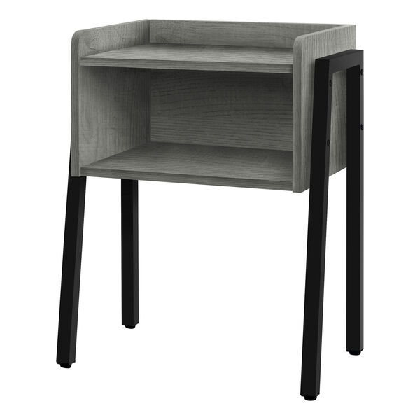 Gray and Black End Table with Open Shelf, image 1