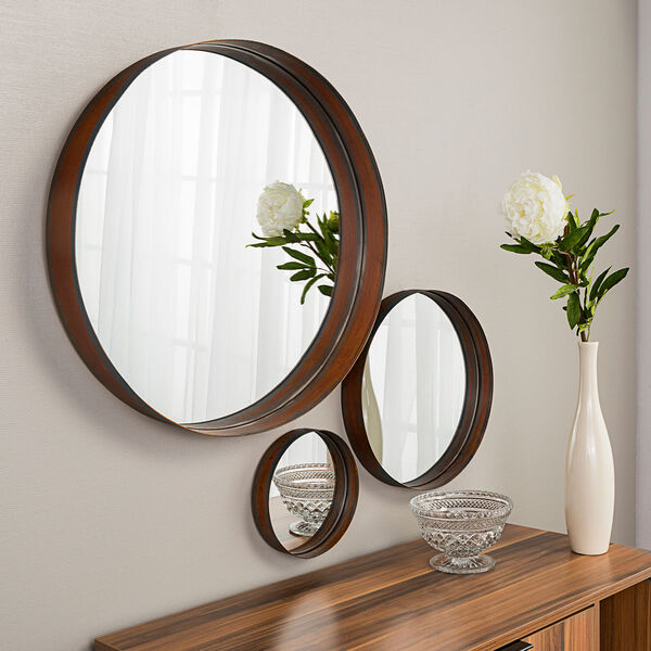 Banded Round Copper Mirrors - Set of 3, image 1