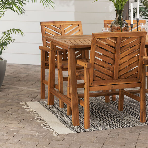 Vincent Brown Solid Acacia Wood Patio Dining Set, 5-Piece, image 5