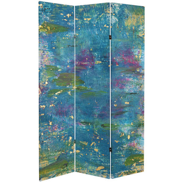 Tall Double Sided River God Blue Canvas Room Divider, image 1