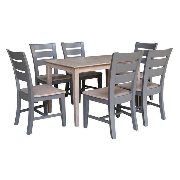 Washed Gray Clay Taupe 30 x 48 Inch Dining Table with Six Chairs, image 1