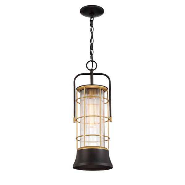 Rivamar Oil Rubbed Bronze and Gold One-Light Outdoor Pendant, image 1