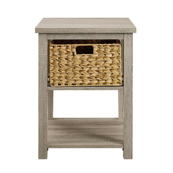 Driftwood Storage Side Table with Rattan Basket, image 2