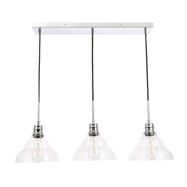 Clive Chrome Three-Light Pendant with Clear Seeded Glass, image 3