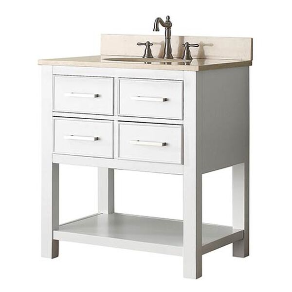 Brooks White 30-Inch Vanity Combo with Galala Beige Marble Top, image 2