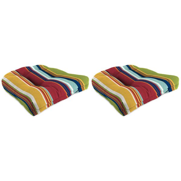 Westport Garden Multicolour 18 x 18 Inches French Edge Tufted Outdoor Wicker Seat Cushions, Set of Two, image 1