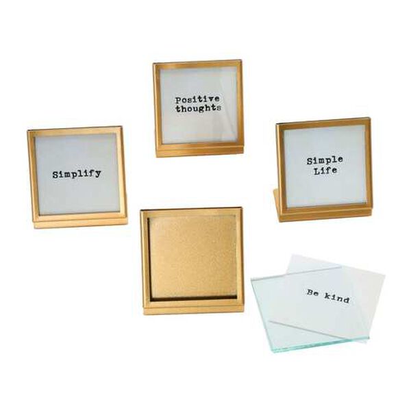 Multicolor 3 x 3-Inch Easel and Saying Wall Decor, Set of 4, image 2