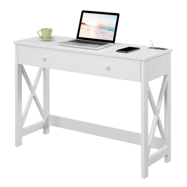 Oxford White Desk with Charging Station, image 3
