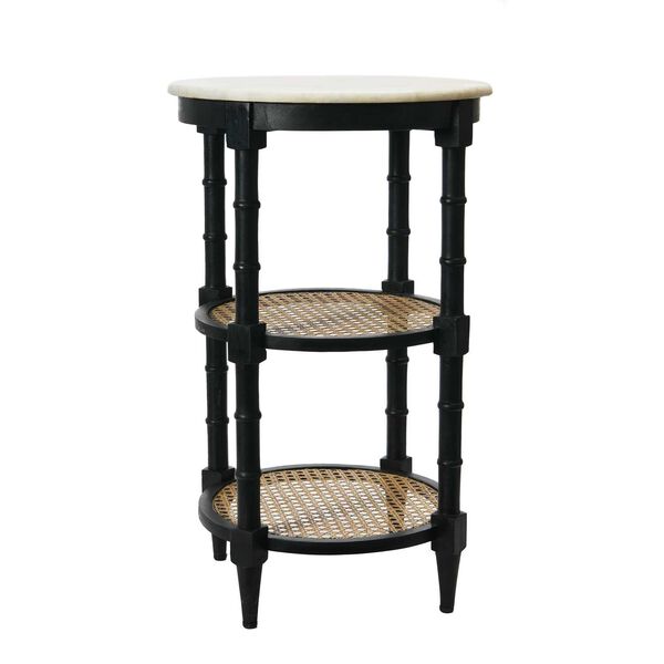 Black Mango Wood and Woven Cane Side Table, image 5