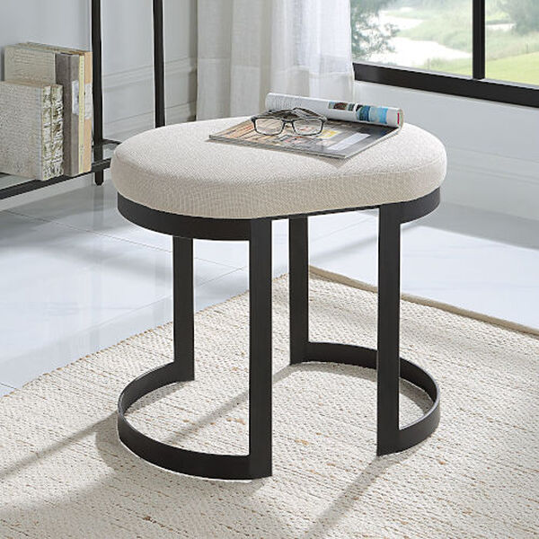 Infinity Satin Black and White Accent Stool, image 2