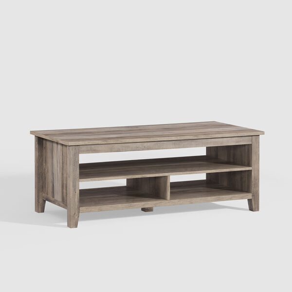 Groove Gray Wash Grooved Panel Coffee Table with Lower Shelf, image 4