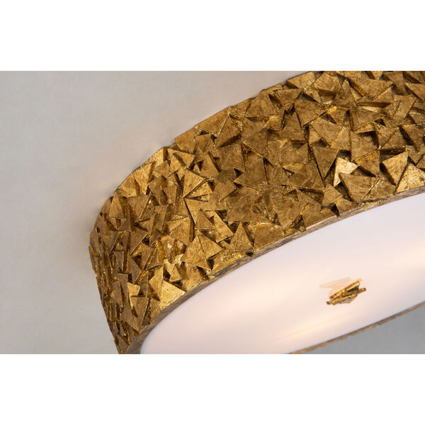 Mosaic Gold Leaf with Antique Three-Light Flush Mount, image 3