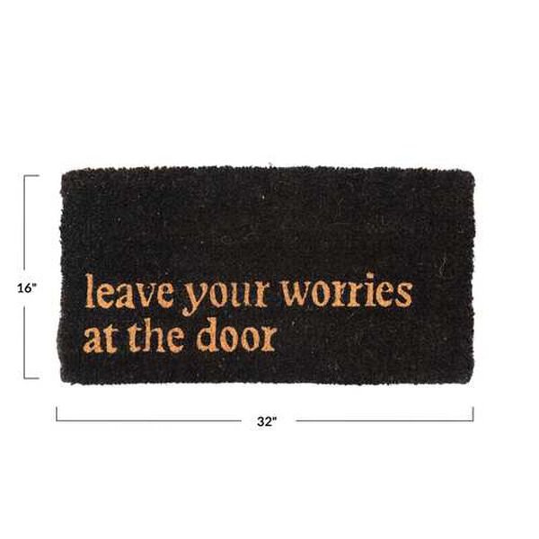 Black Leave Your Worries At The Door Natural Coir Doormat, image 5