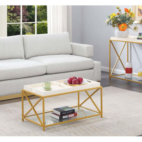 St. Andrews White and Gold 18-Inch Coffee Table, image 1