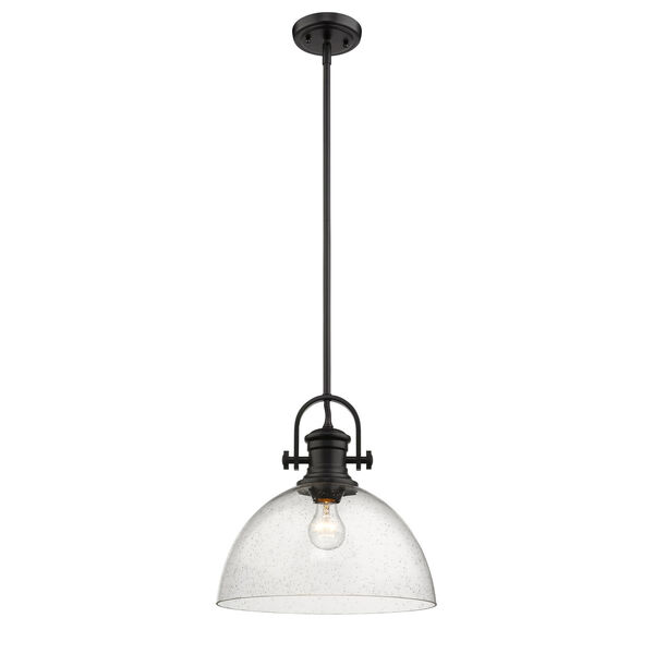 Afton Black 14-Inch One-Light Pendant with Seeded Glass, image 2