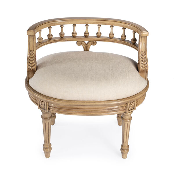 Hathaway Antique Beige Upholstered Vanity Seat, image 4