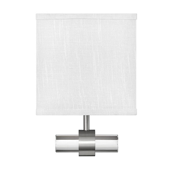 Luster Brushed Nickel One-Light LED Wall Sconce with Off White Linen Shade, image 2